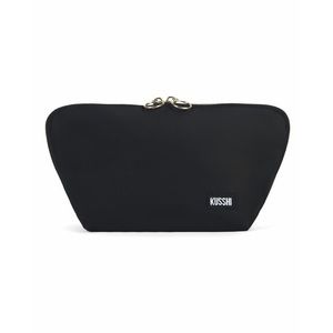 NEW! Kusshi Signature Make Up Bag Satin Black Fabric with Leopard